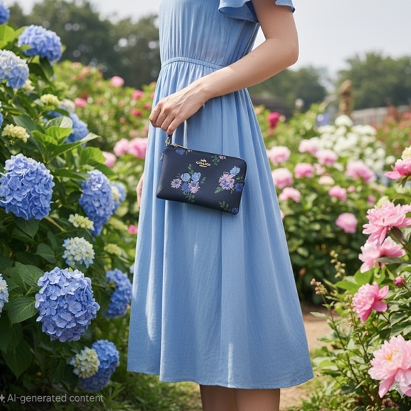 Coach Floral Corner Zip Wristlet - Picture 1 of 12
